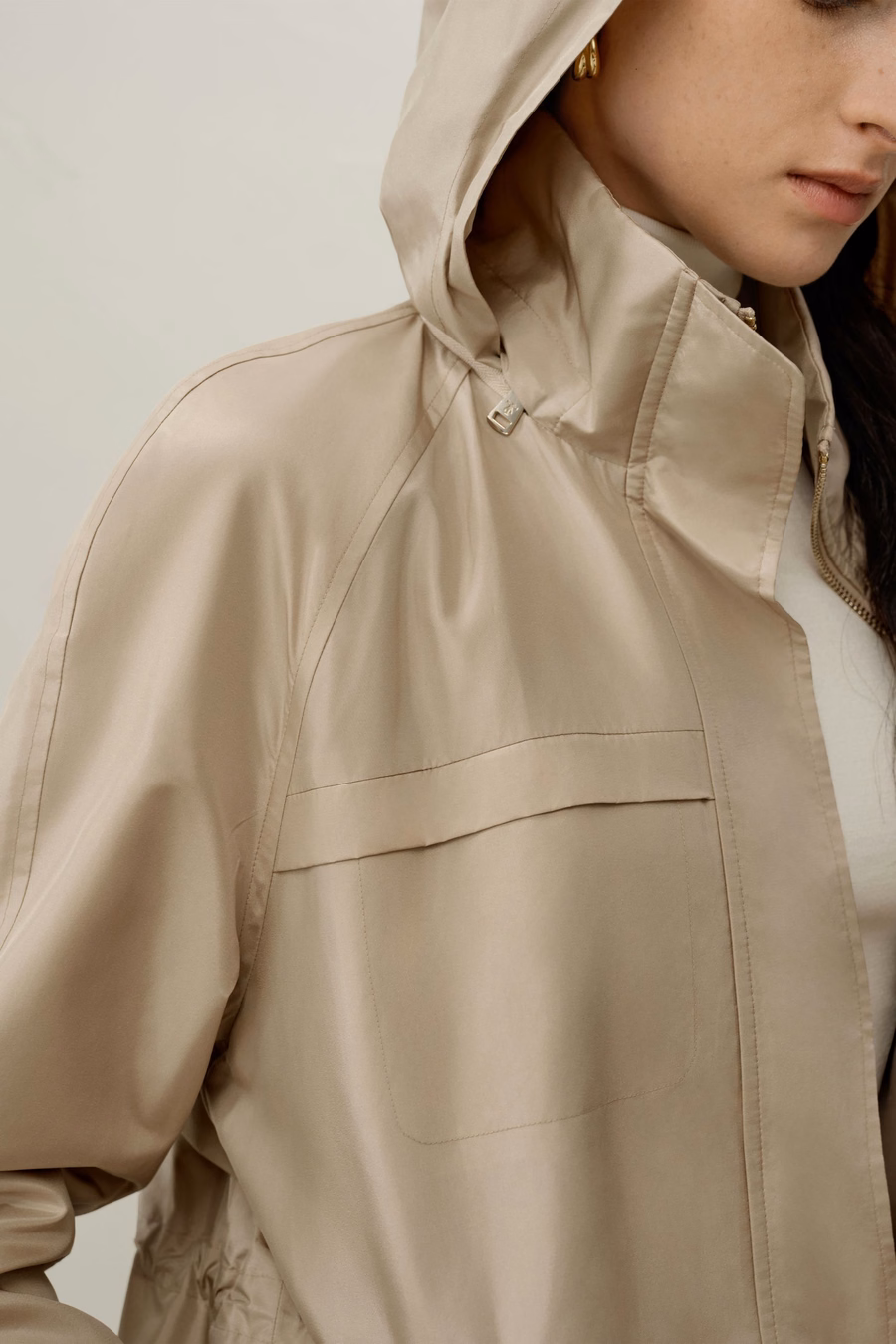 Cappotto urbano in seta taffetà idrorepellente