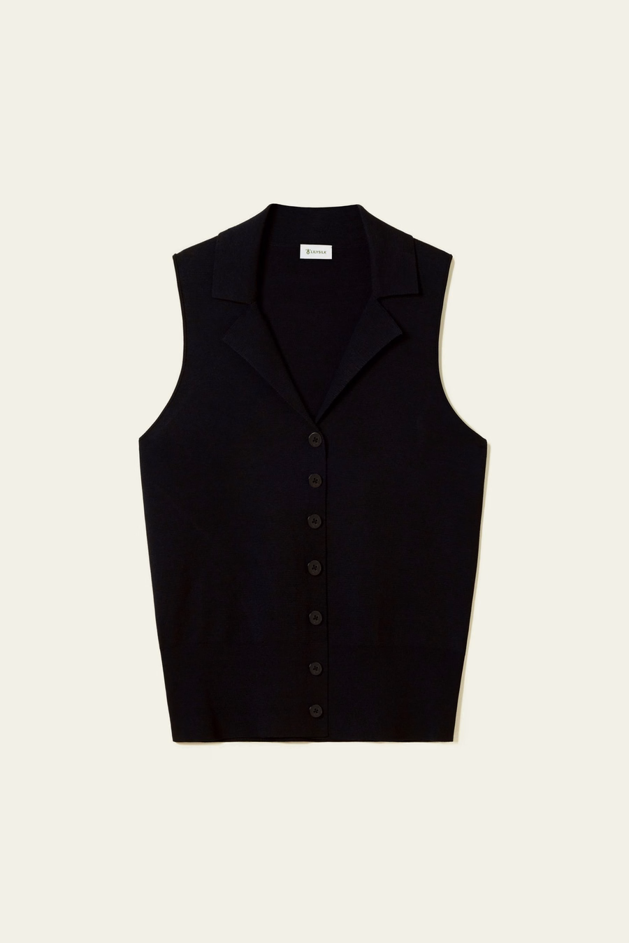 Gilet in Viscosa Setificata con Colletto a Revers di Milano