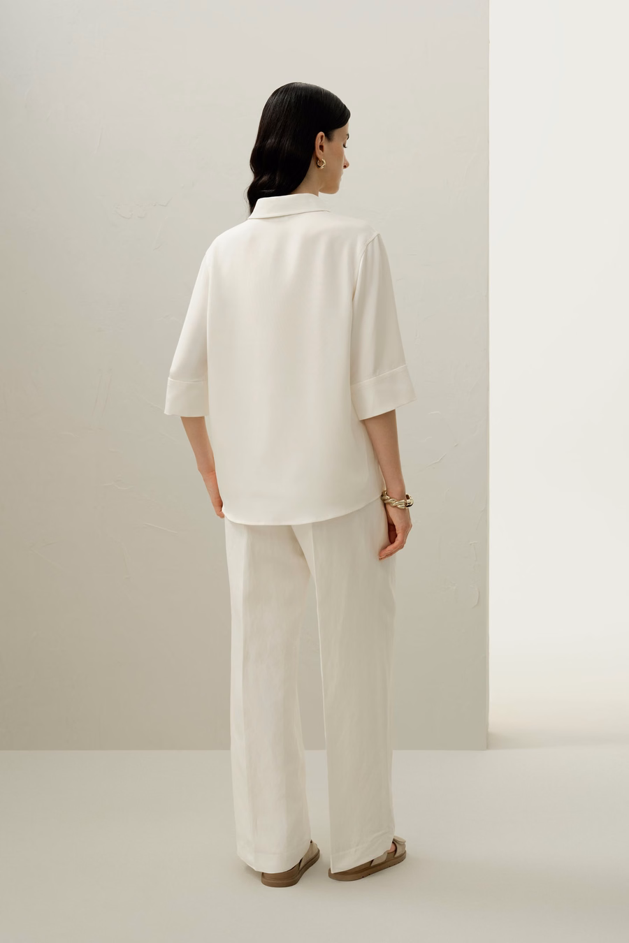 Camicia a mezza manica in Crepe di Seta Relaxata