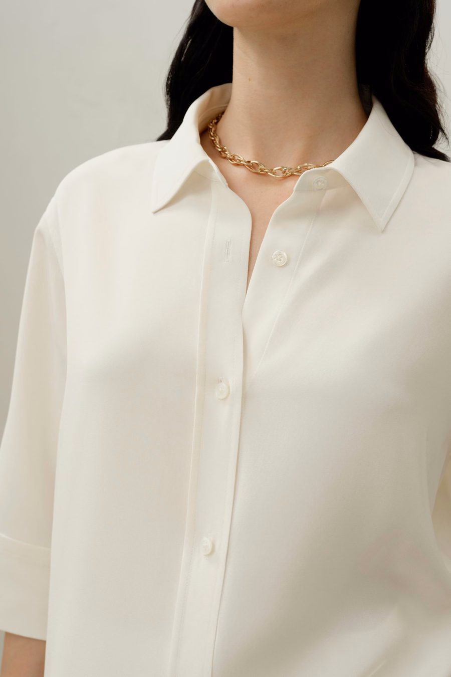 Camicia a mezza manica in Crepe di Seta Relaxata