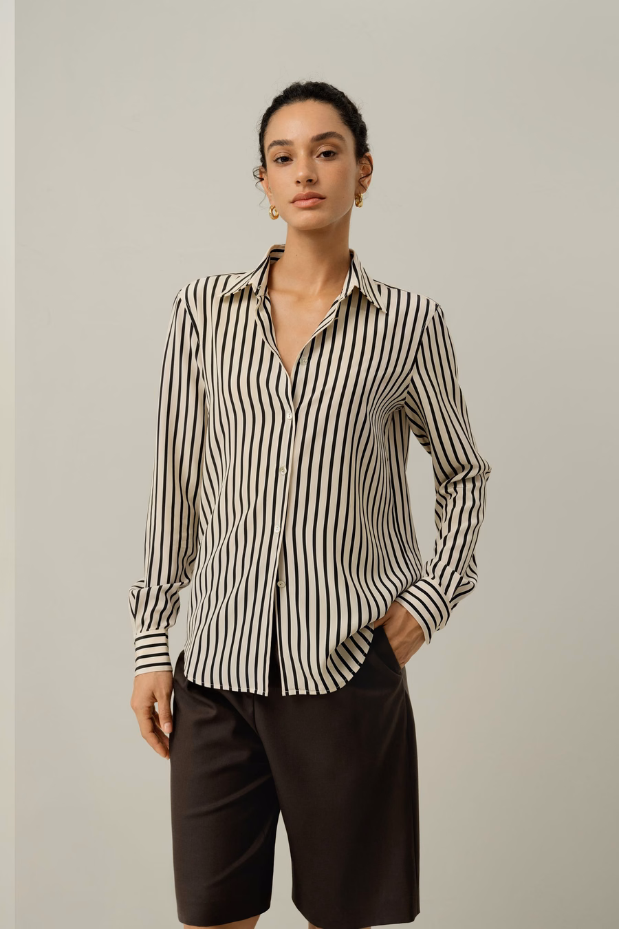 Camicia di seta a righe
