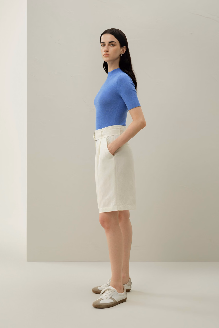 Top in maglia slim-fit in seta e cotone senza soluzione di continuità