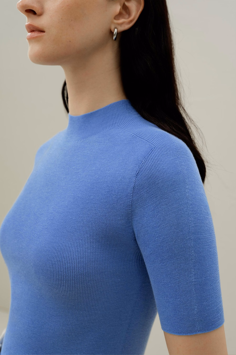 Top in maglia slim-fit in seta e cotone senza soluzione di continuità