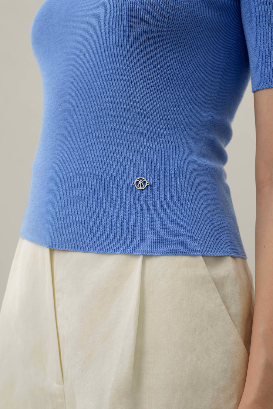 Top in maglia slim-fit in seta e cotone senza soluzione di continuità