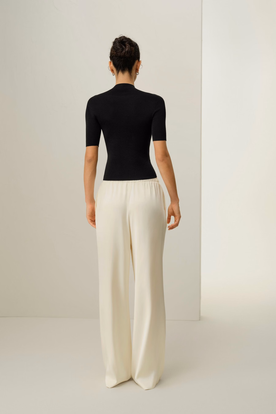 Top in maglia slim-fit in seta e cotone senza soluzione di continuità