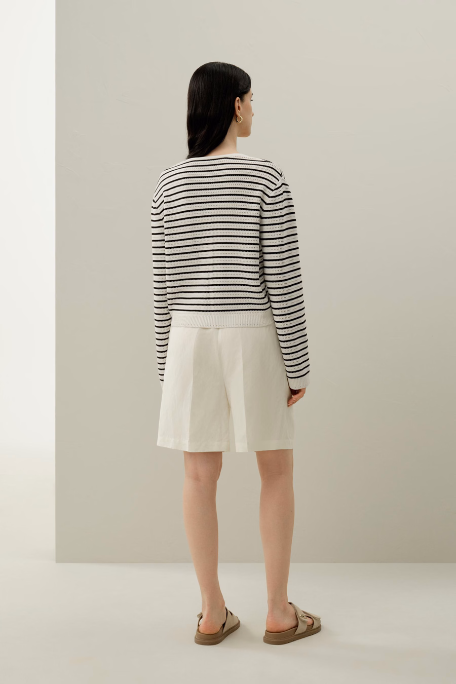 Toscana Striped Pointelle Cardigan