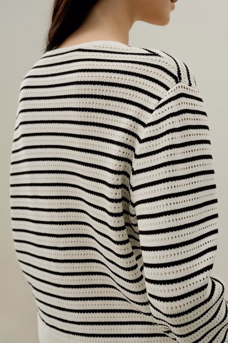 Toscana Striped Pointelle Cardigan
