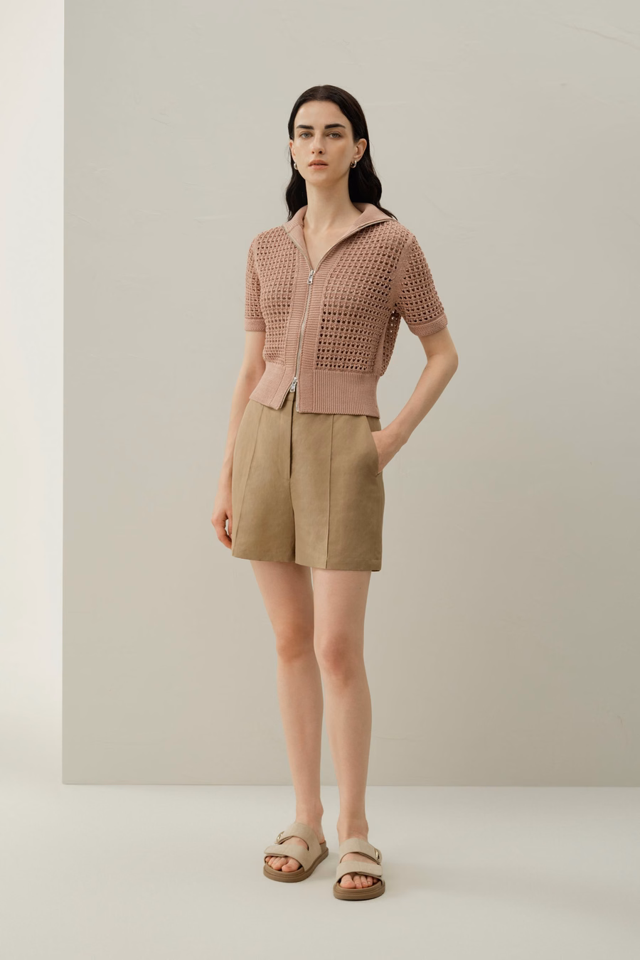 Cardigan a doppia zip in maglia Toscana Pointelle