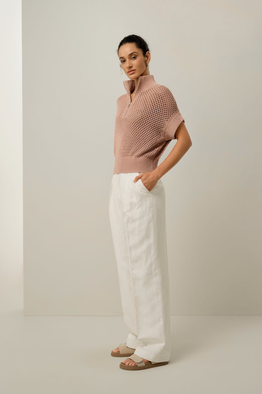 Maglione Half-Zip Pointelle della Toscana