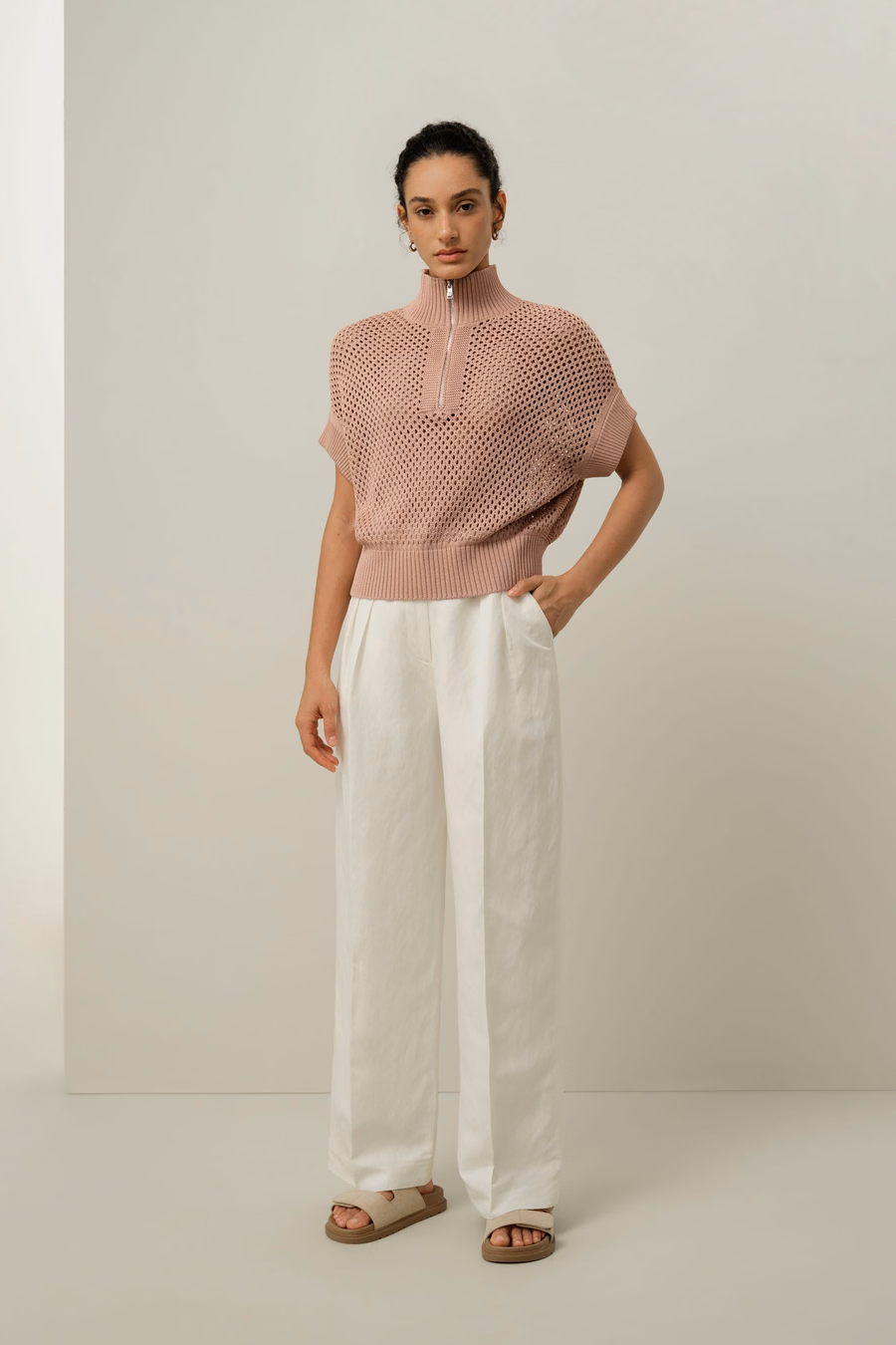 Maglione Half-Zip Pointelle della Toscana