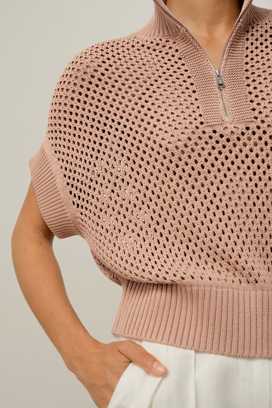 Maglione Half-Zip Pointelle della Toscana