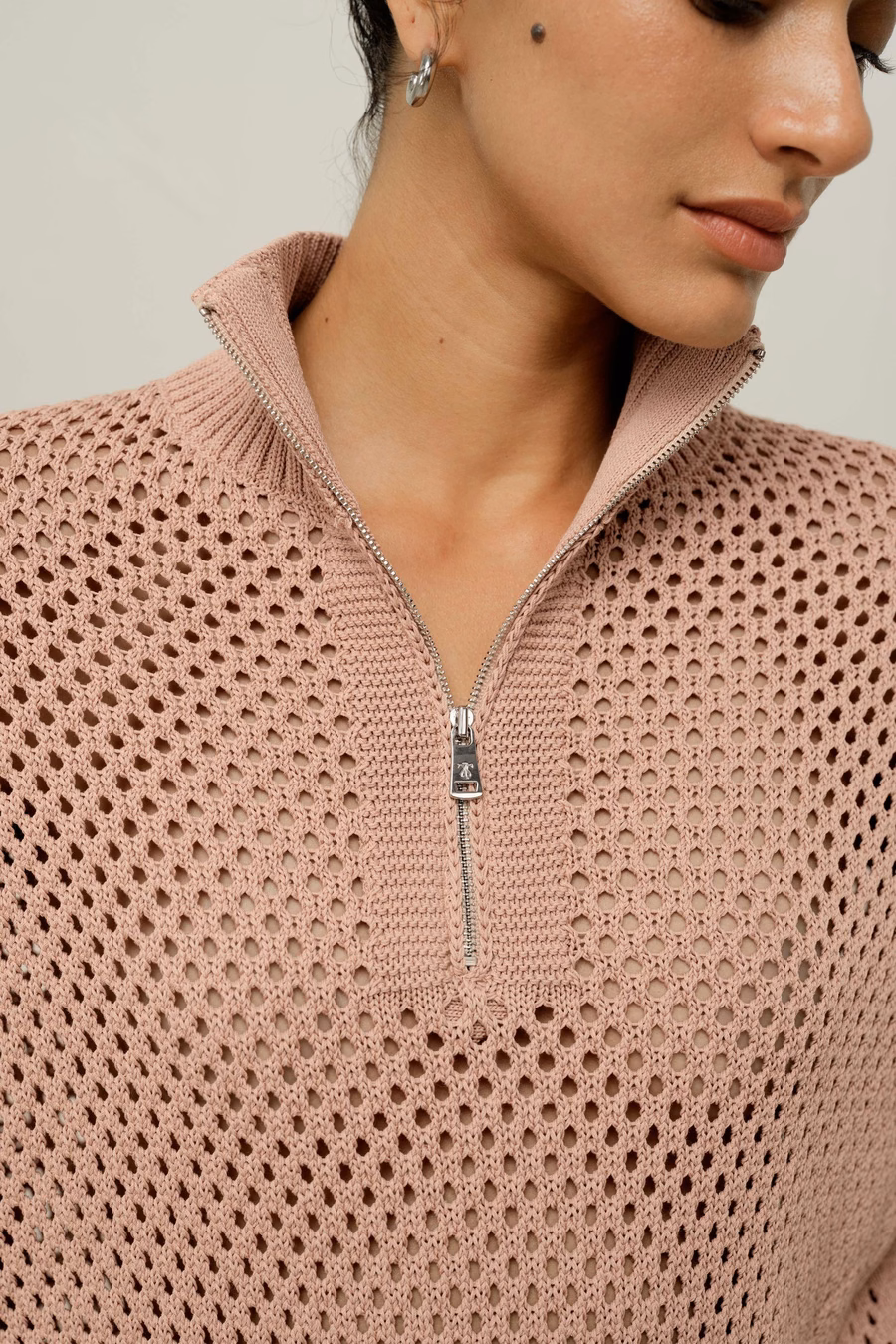 Maglione Half-Zip Pointelle della Toscana