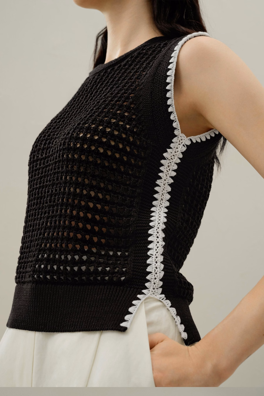 Toscana Pointelle Embroidered Vest