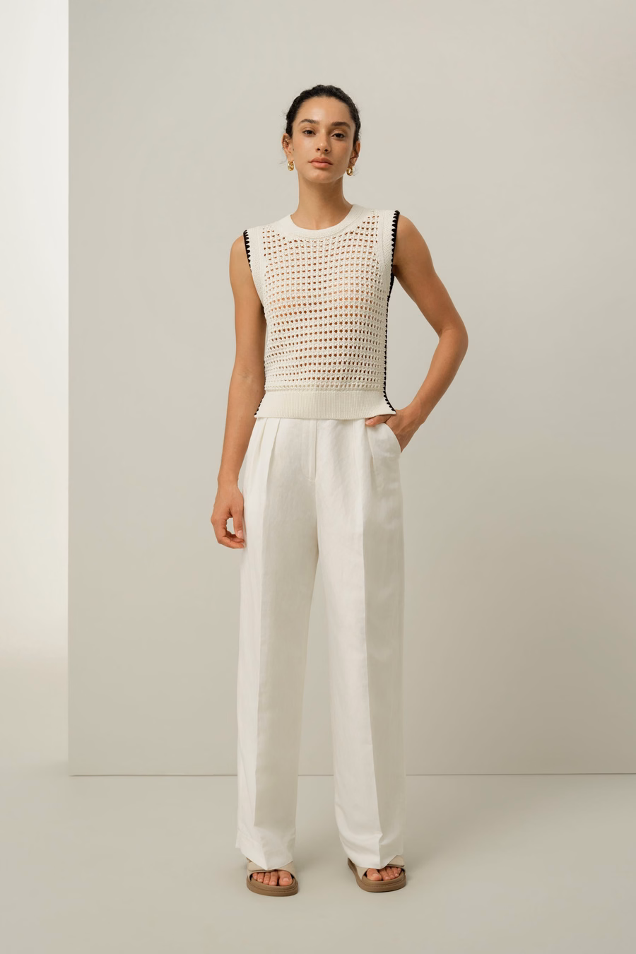 Toscana Pointelle Embroidered Vest