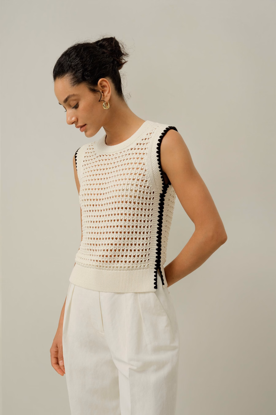 Toscana Pointelle Embroidered Vest