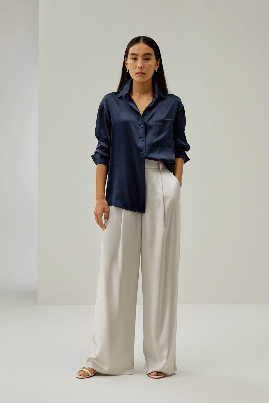 Camicia in seta con colletto alla francese casual