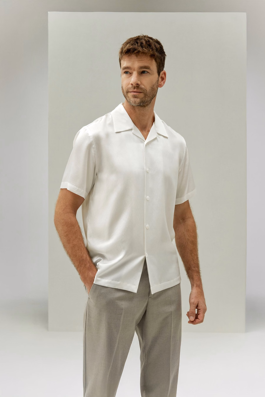 Camicia da Uomo in Seta Camp