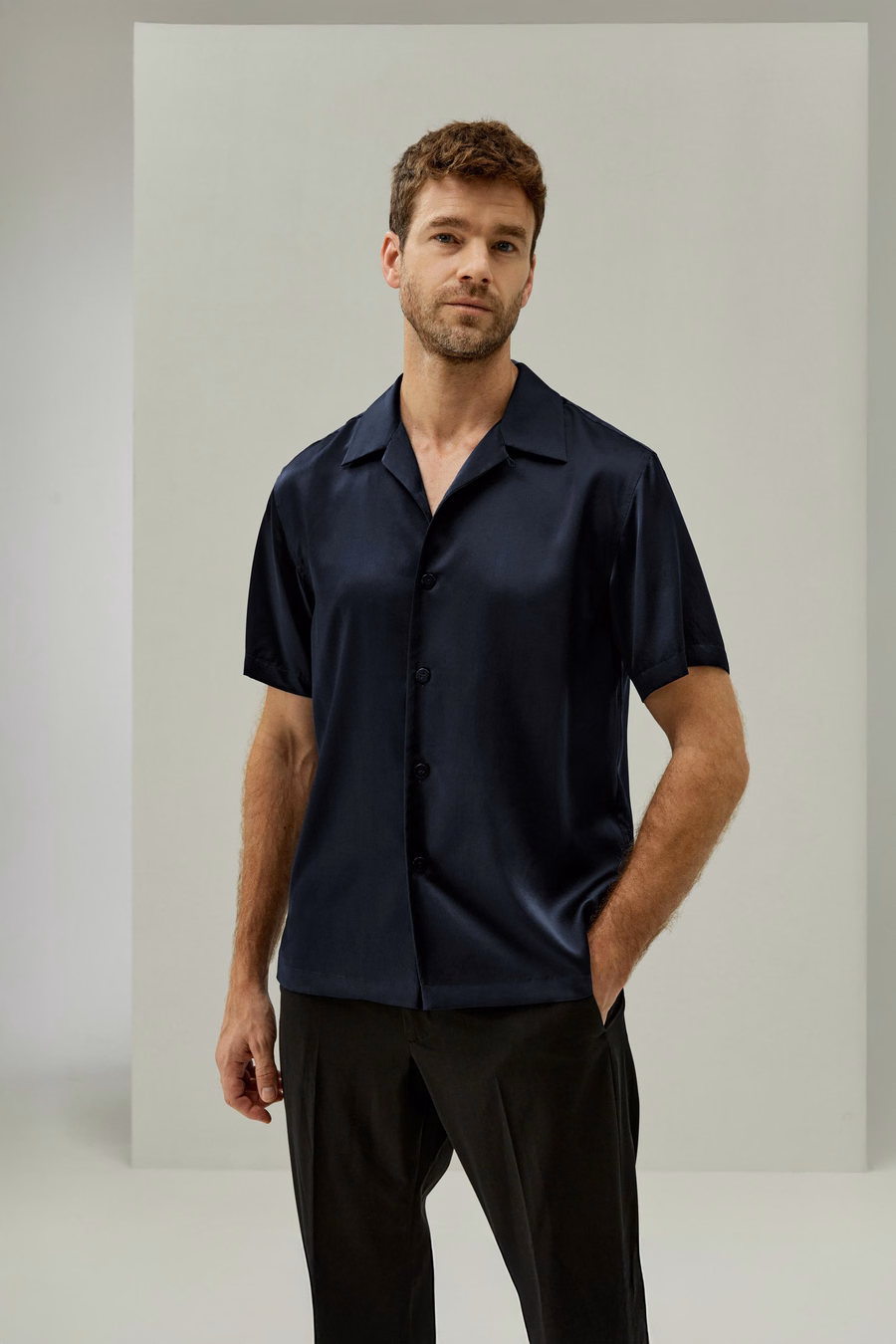 Camicia da Uomo in Seta Camp