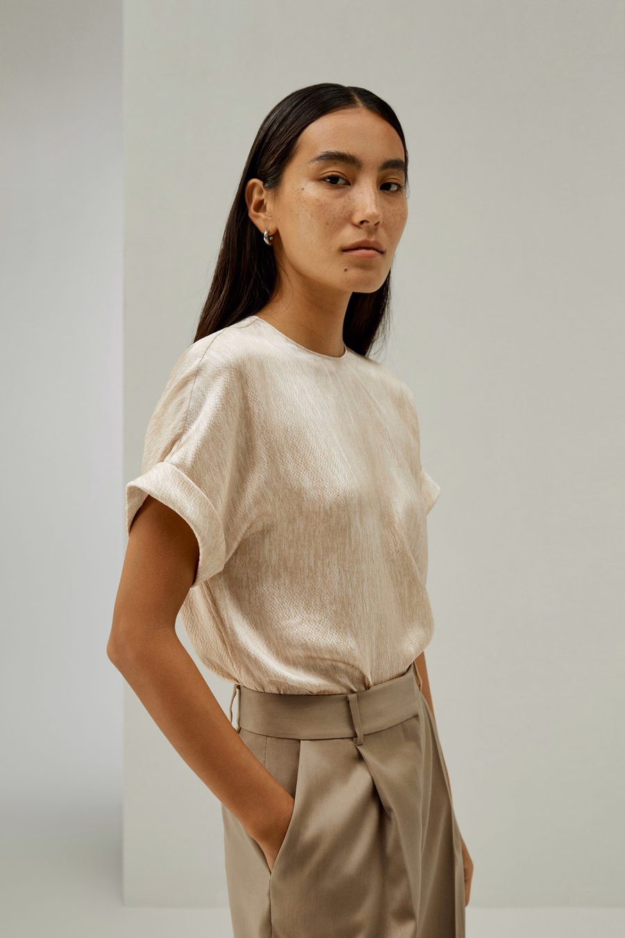 Top in seta satinata