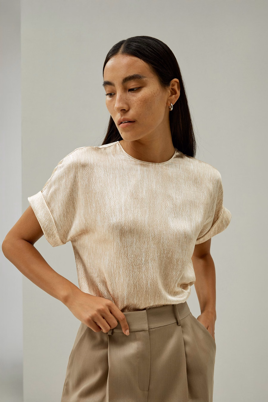 Top in seta satinata