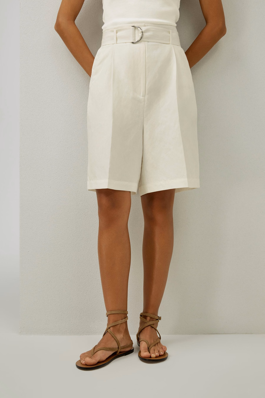 Shorts Bermuda in Mistura di Seta e Lino Chic