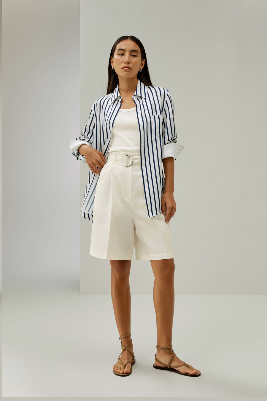 Shorts Bermuda in Mistura di Seta e Lino Chic