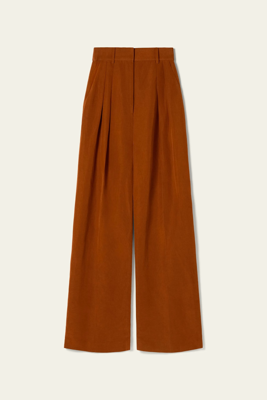 Pantaloni in misto seta e lino con pieghe frontali