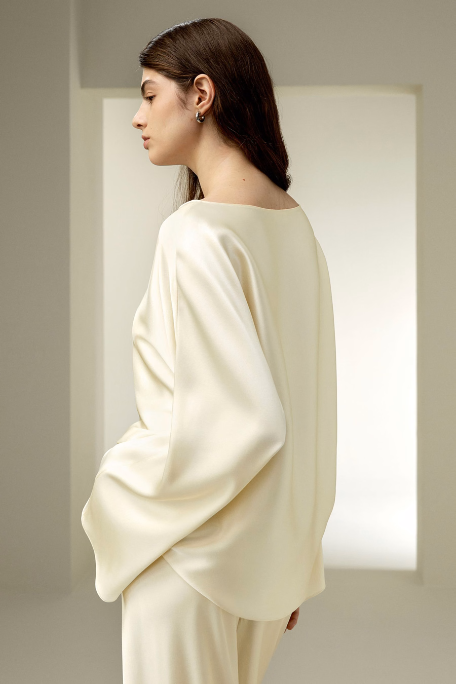 Silk Charmeuse Crewneck blouse