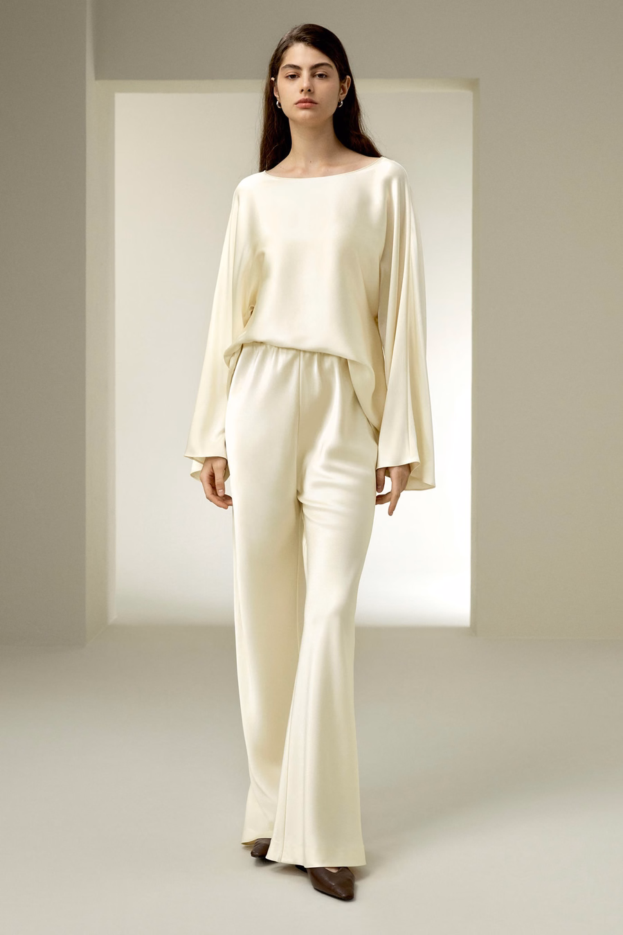 Silk Charmeuse Crewneck blouse