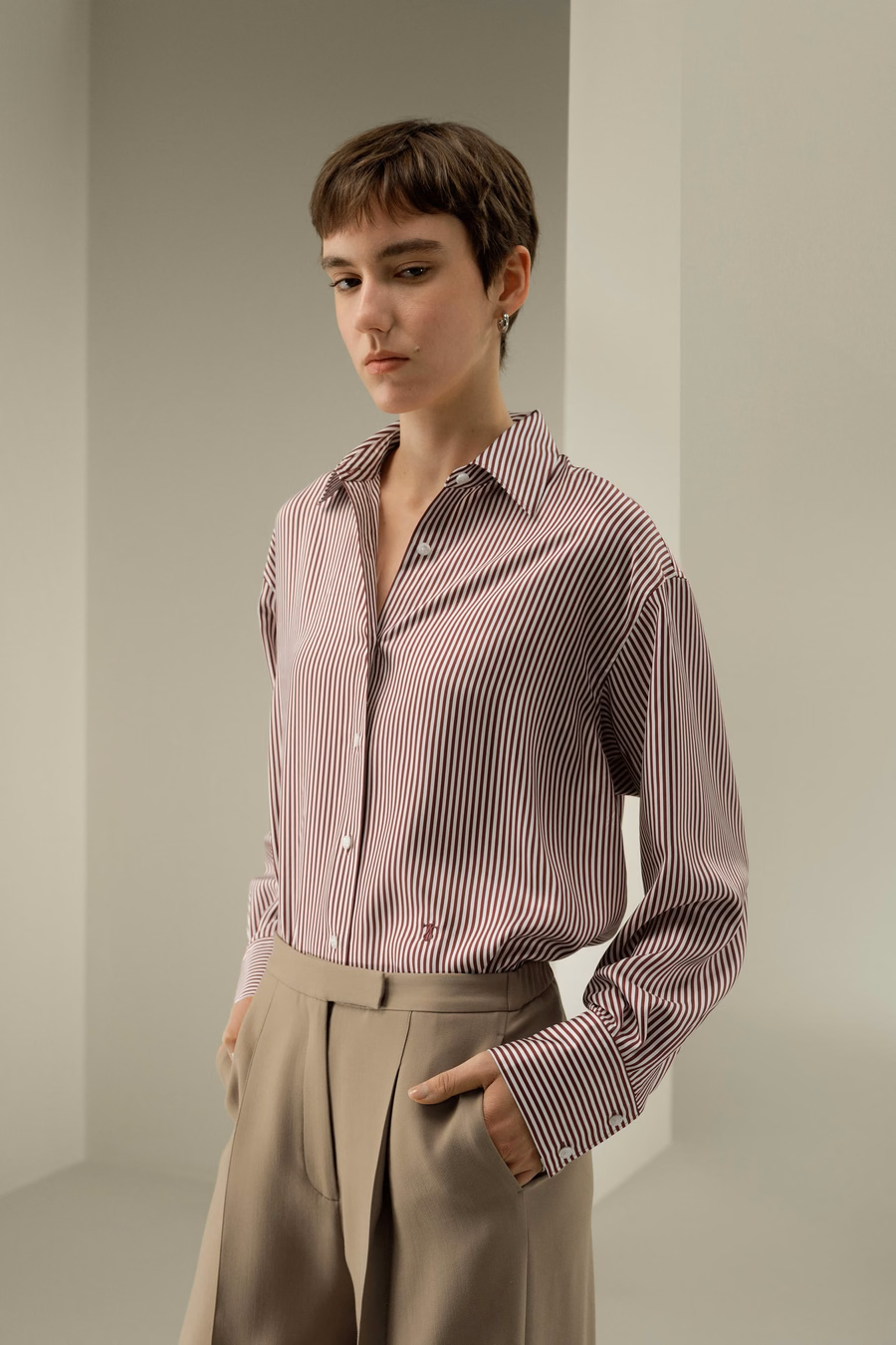 Camicia a righe oversize Ancora Red