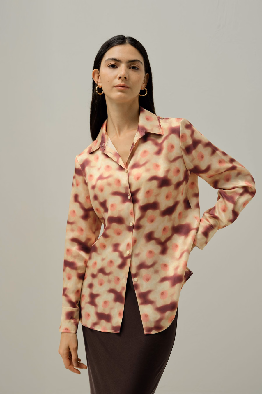 Blusa in Seta con Stampa Narciso - Realizzata con Tessuto Liberty