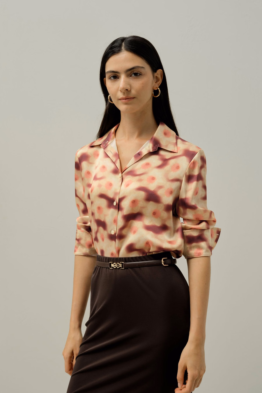 Blusa in Seta con Stampa Narciso - Realizzata con Tessuto Liberty