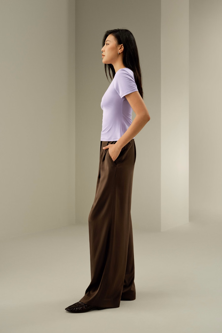 T-shirt in jersey di seta slim fitted