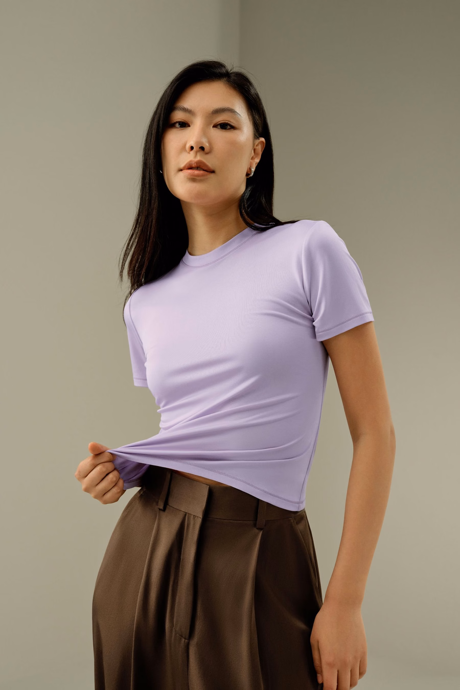 T-shirt in jersey di seta slim fitted