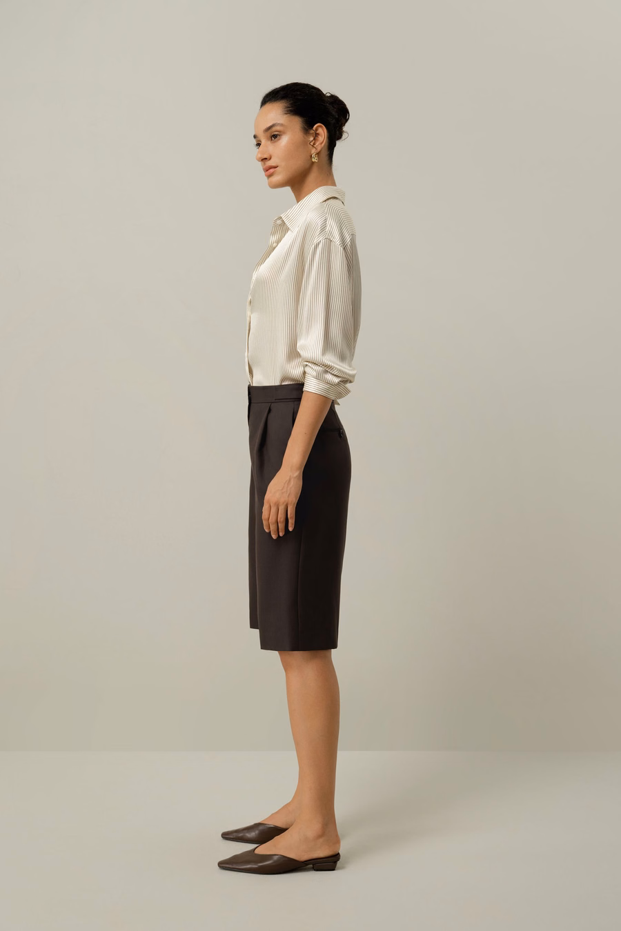 Camicia in seta charmeuse a righe