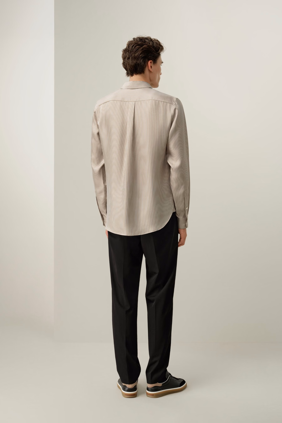 Camicia di seta classica stampata su entrambi i lati