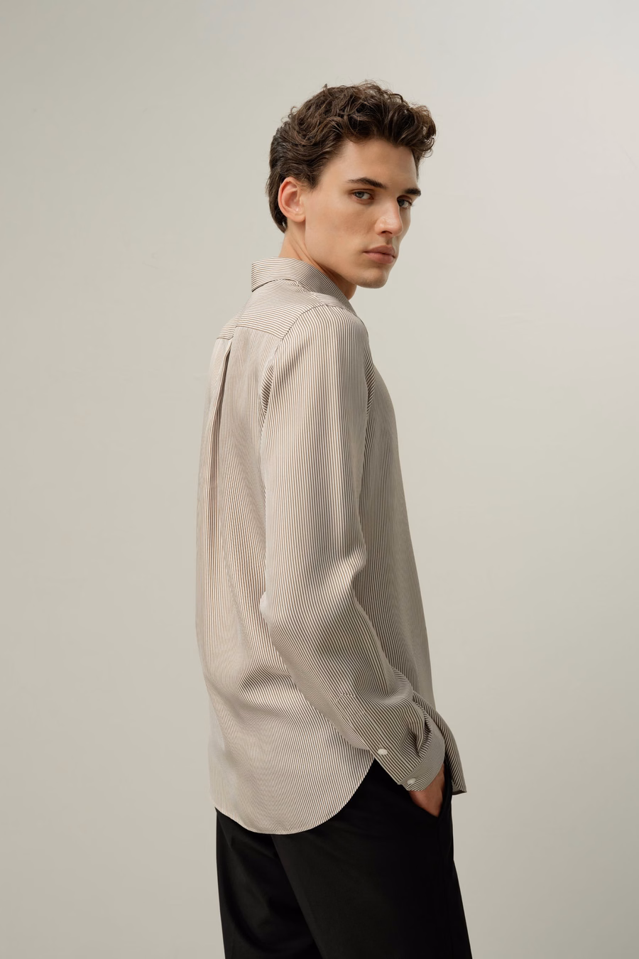 Camicia di seta classica stampata su entrambi i lati