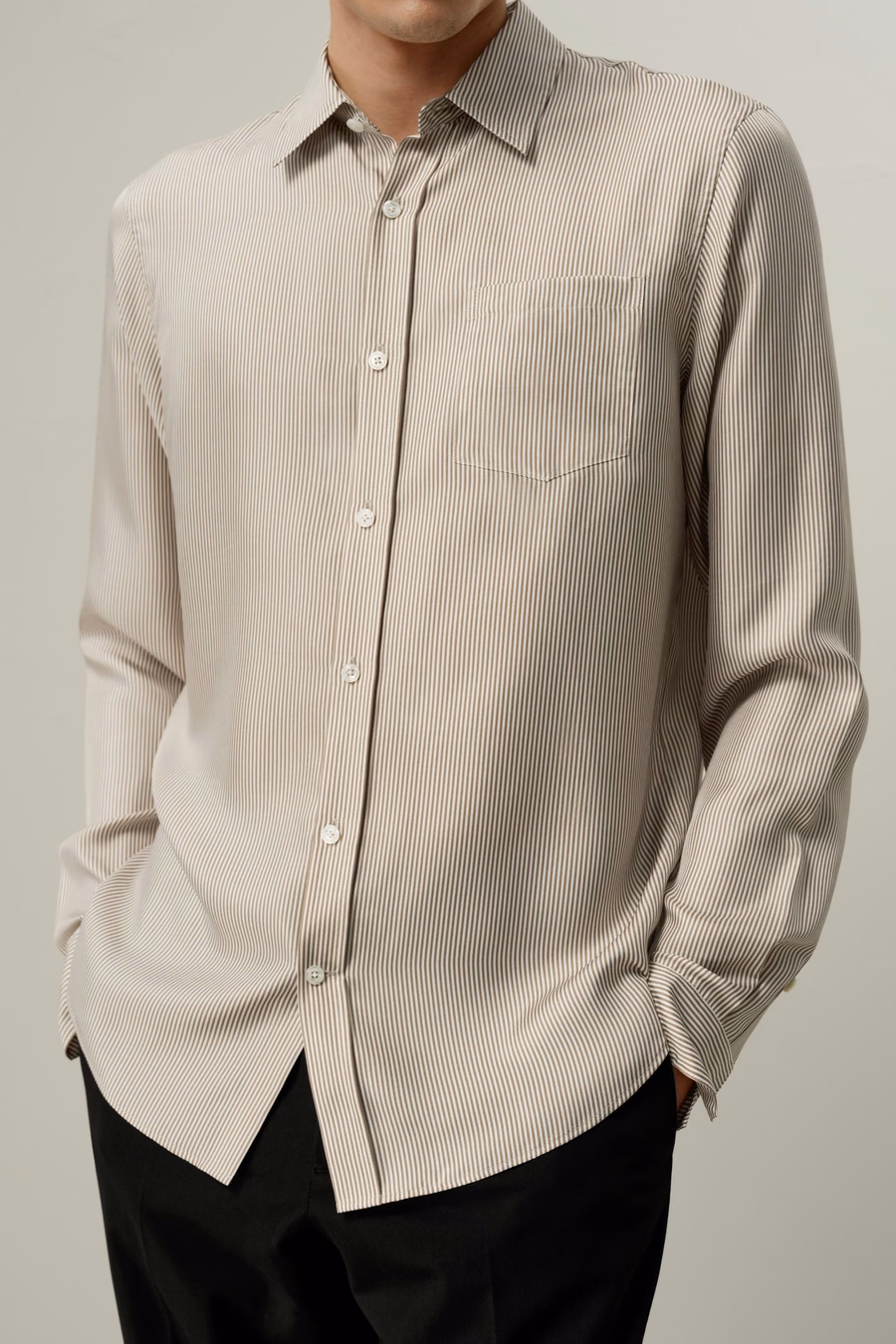Camicia di seta classica stampata su entrambi i lati