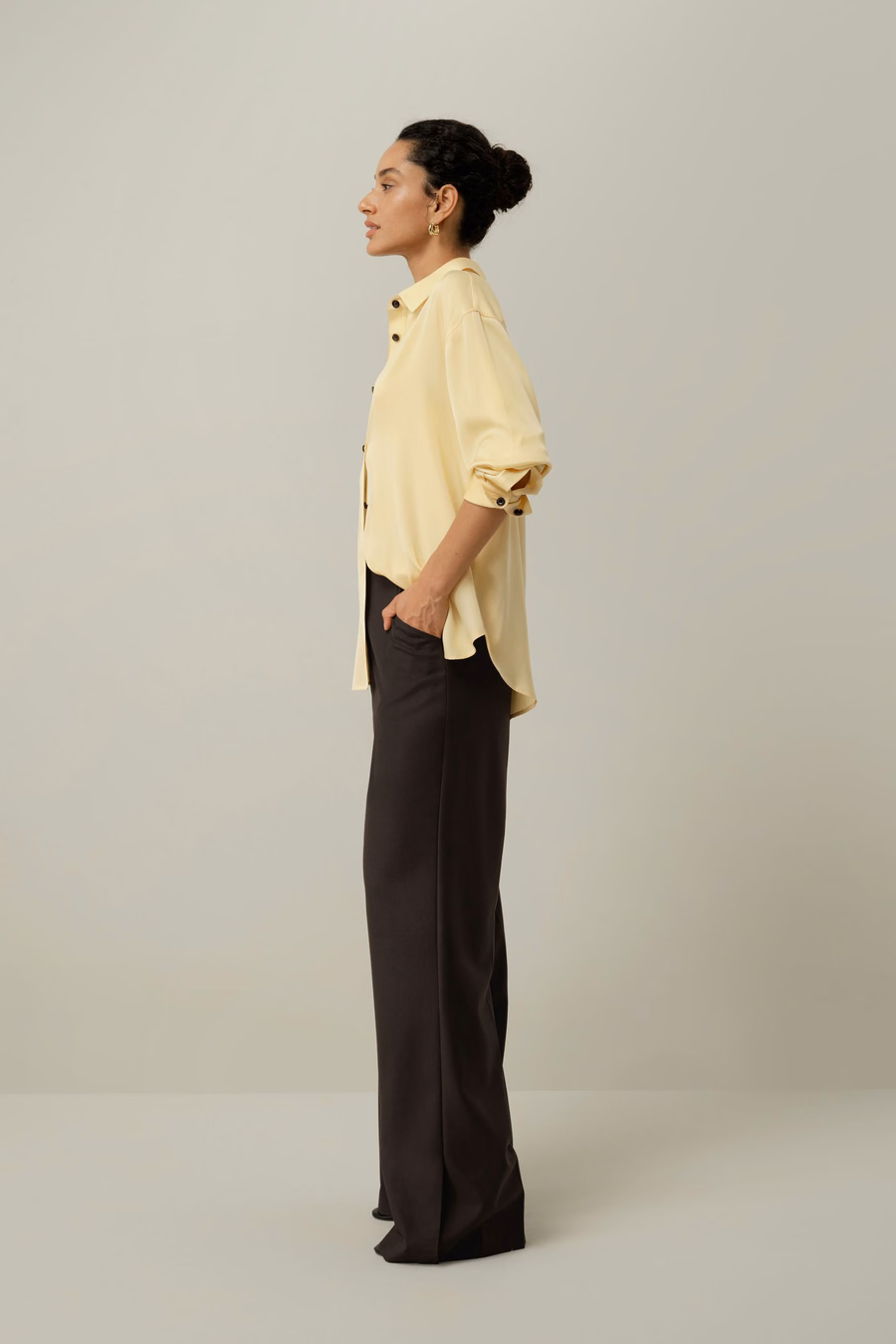 Camicia oversize in doppio georgette elasticizzato