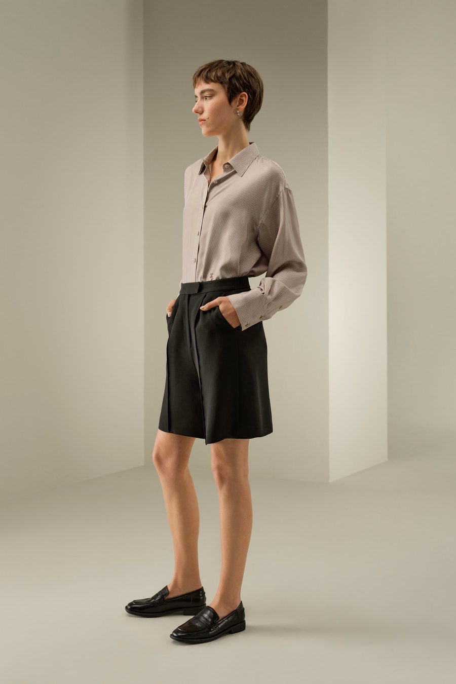 Camicia in seta a righe oversize