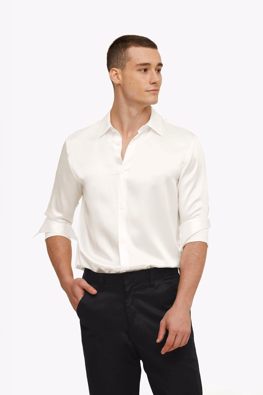 Camicia Base in Sete di Gelso per Uomo