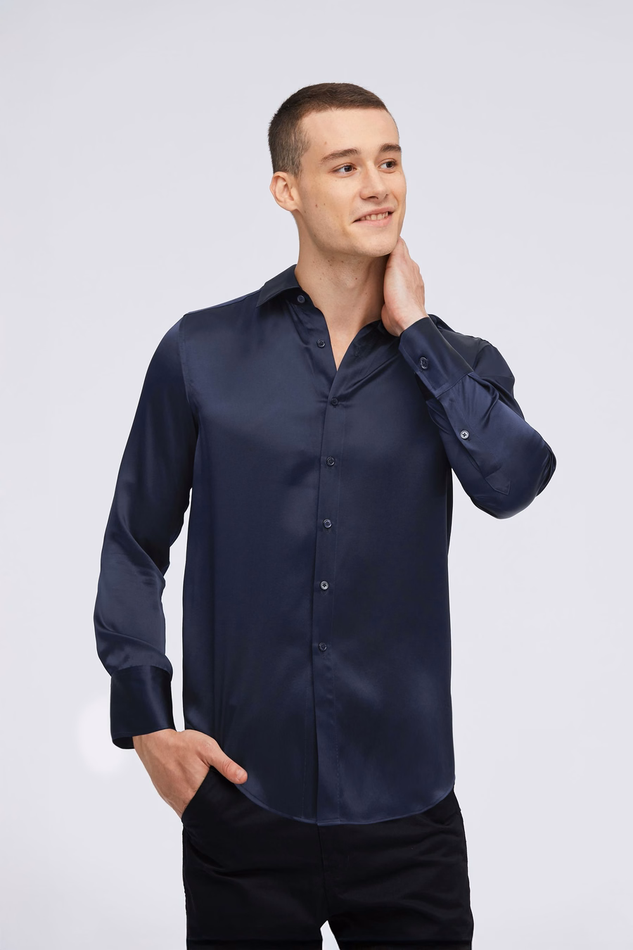 Camicia Base in Sete di Gelso per Uomo