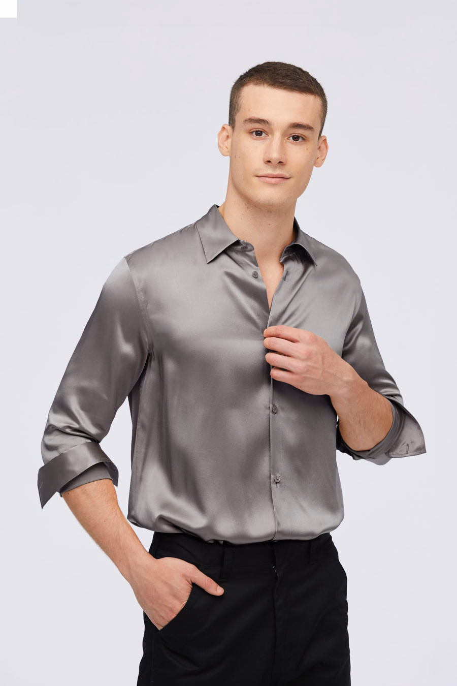 Camicia Base in Sete di Gelso per Uomo