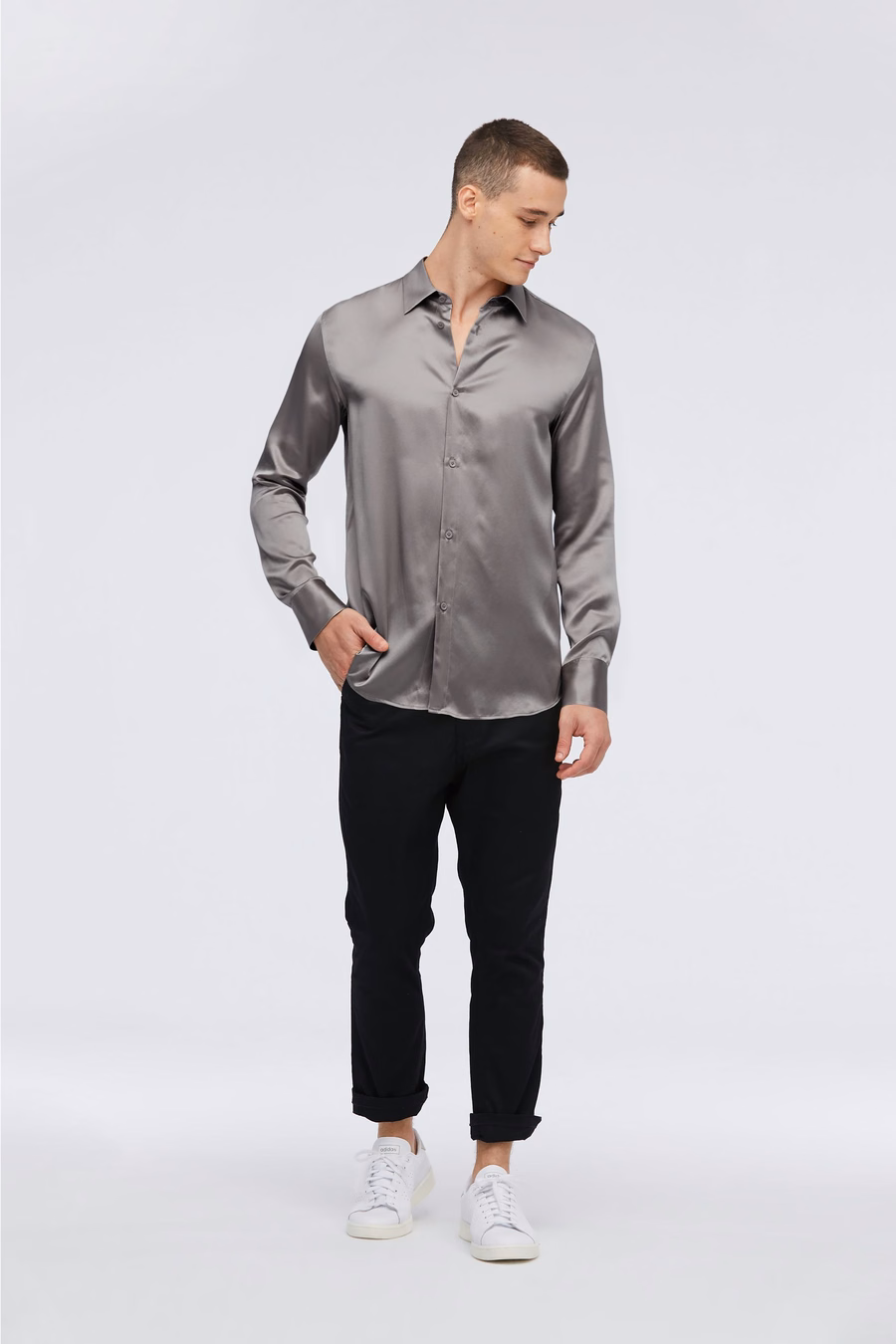 Camicia Base in Sete di Gelso per Uomo