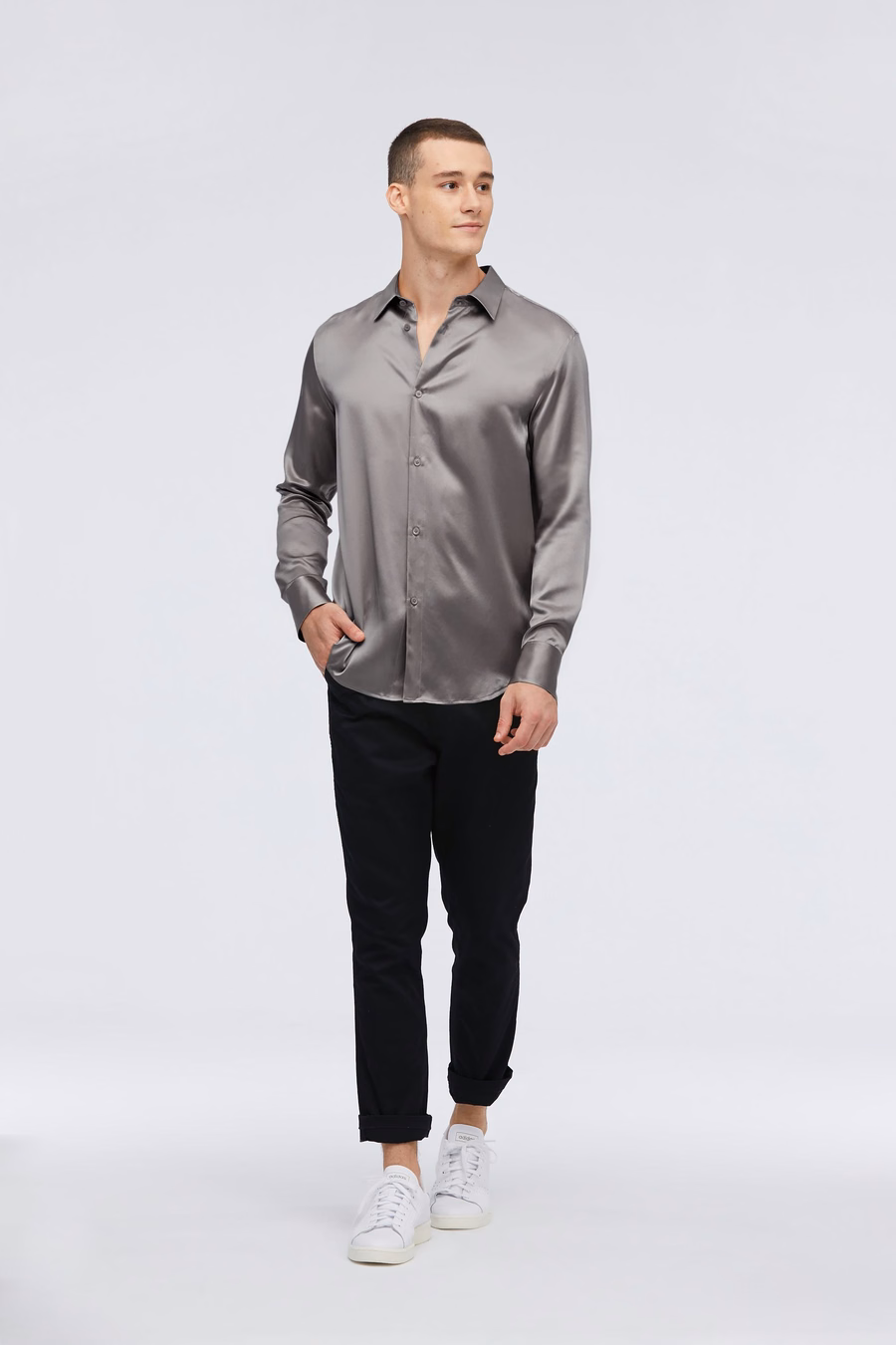 Camicia Base in Sete di Gelso per Uomo
