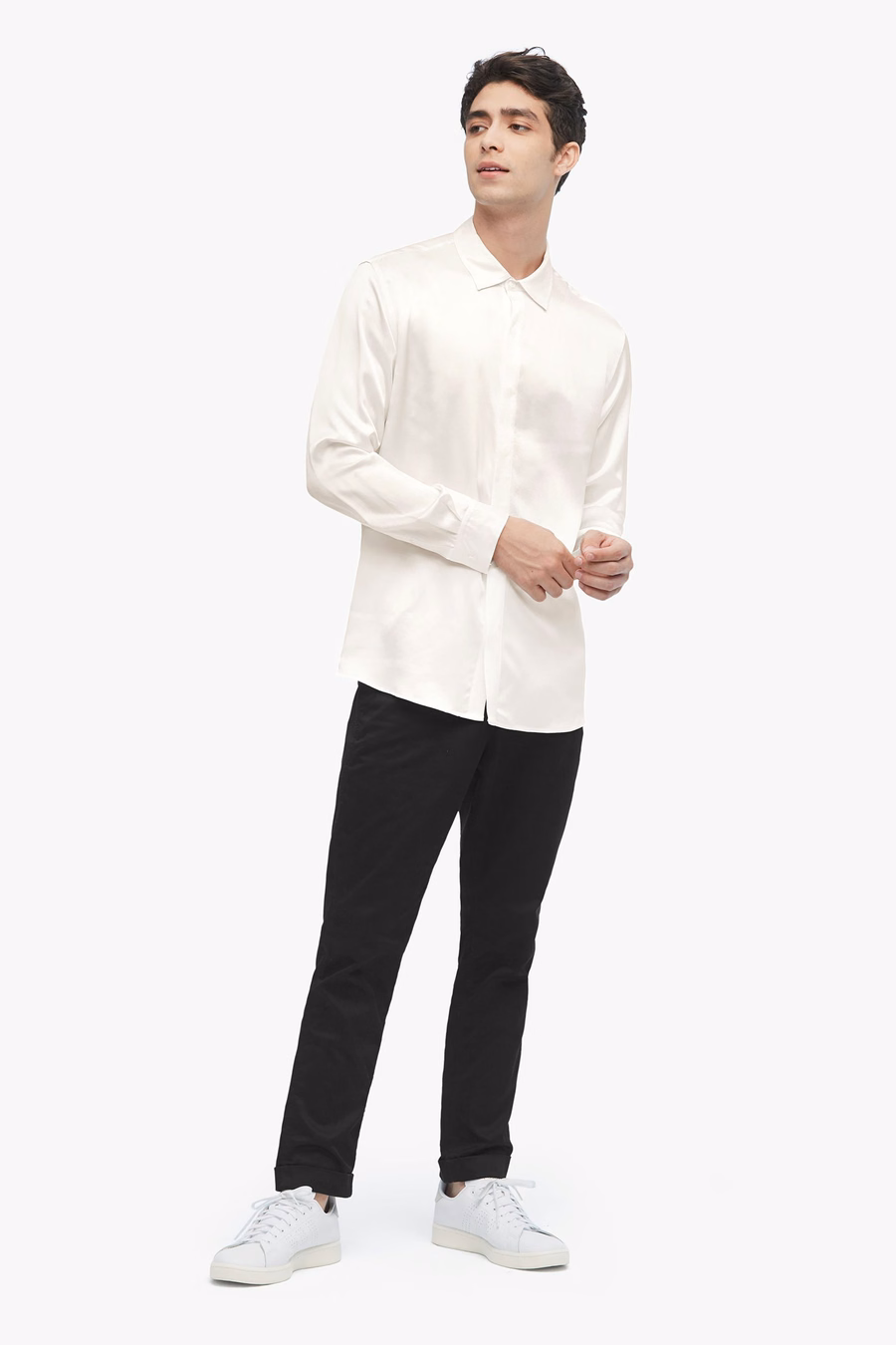Camicia di Sete a Maniche Lunghe Classica per Uomo
