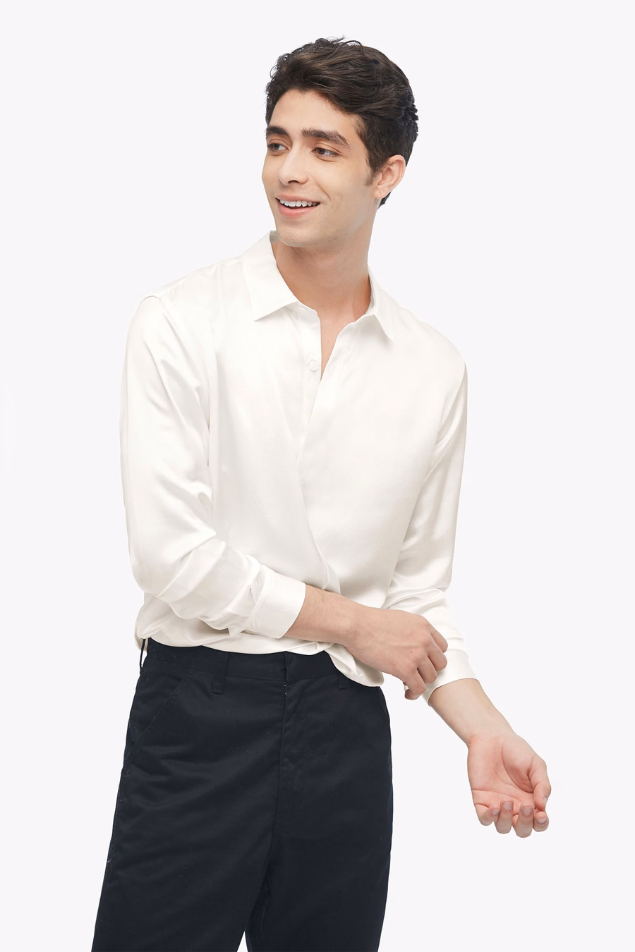 Camicia di Sete a Maniche Lunghe Classica per Uomo