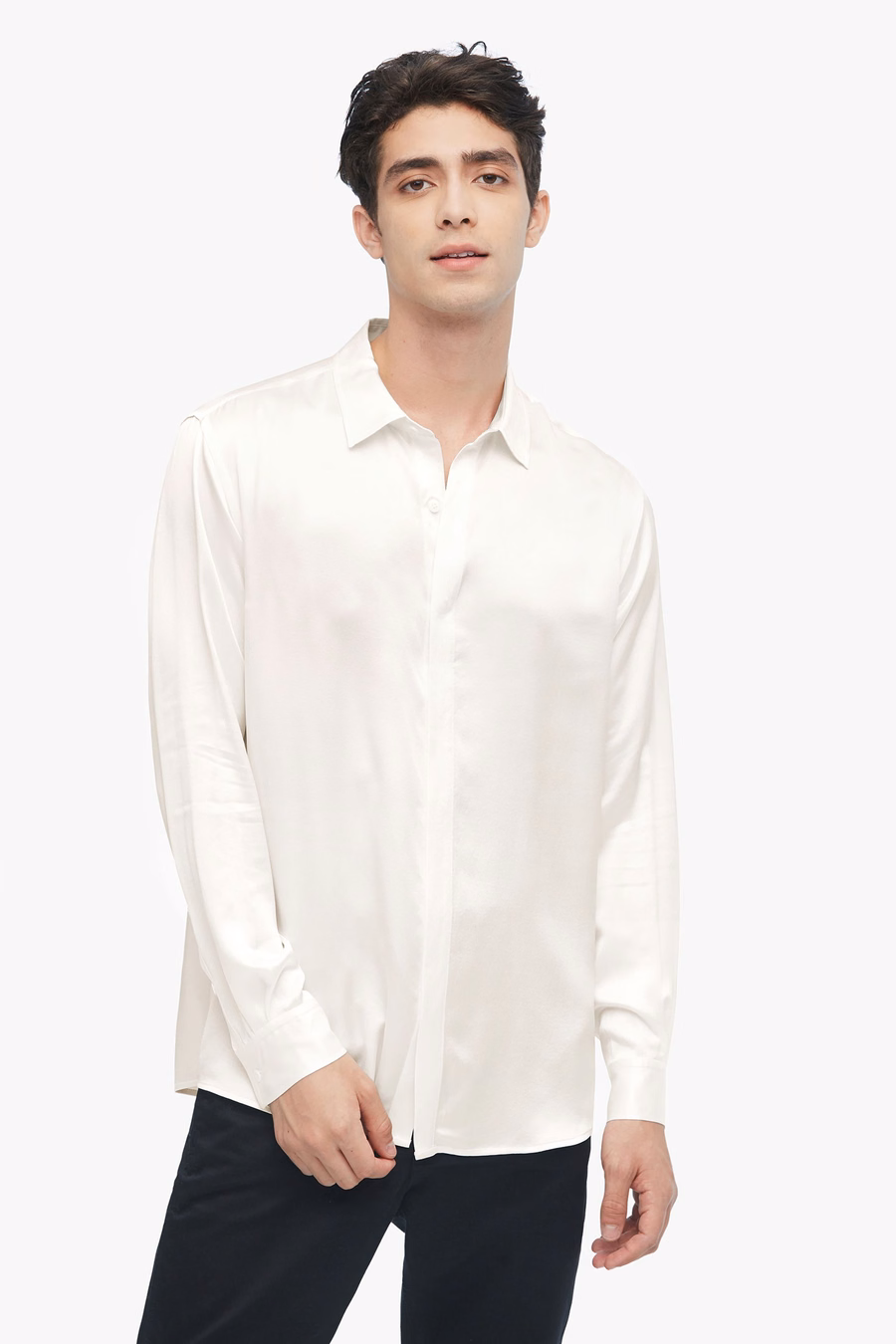 Camicia di Sete a Maniche Lunghe Classica per Uomo