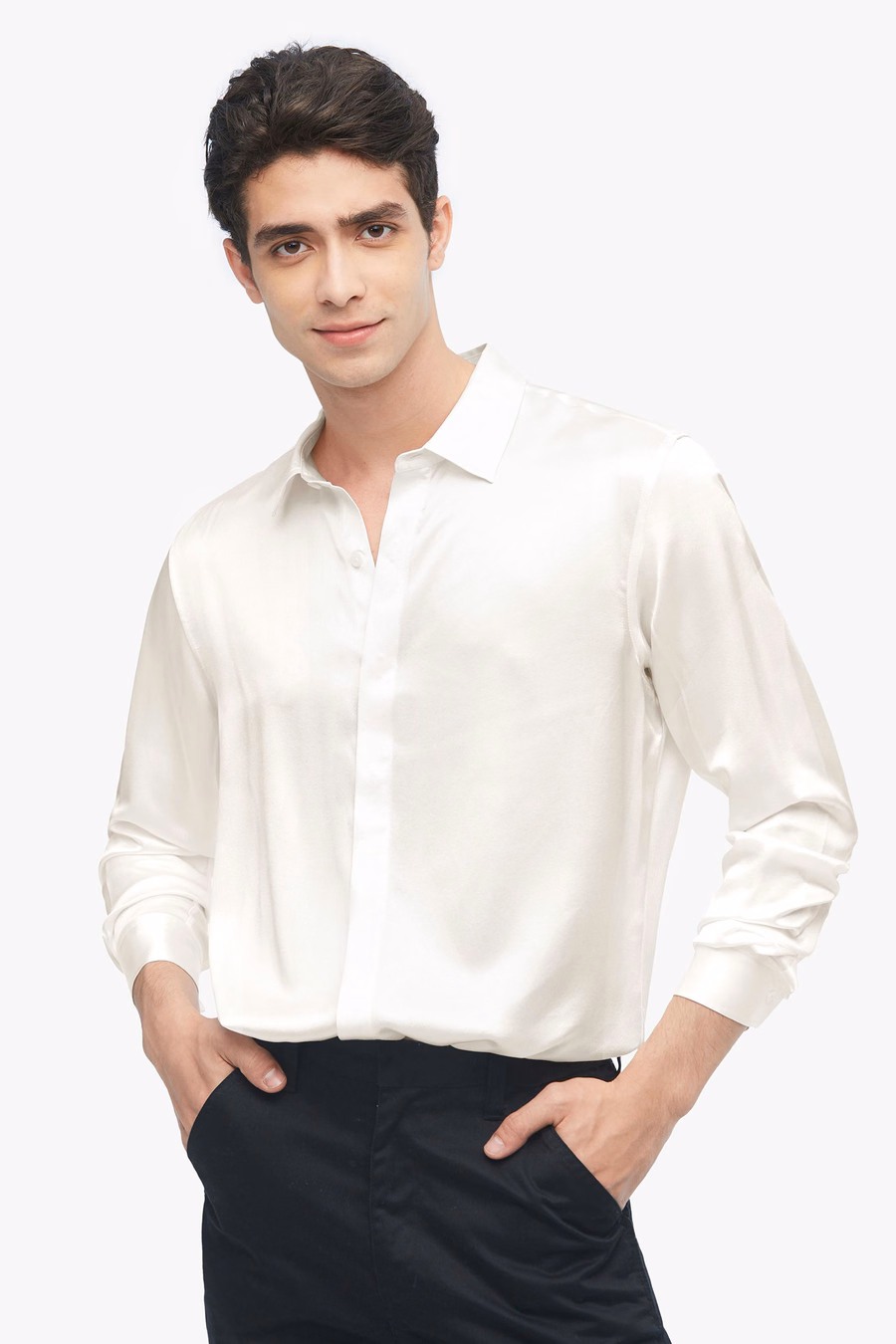 Camicia di Sete a Maniche Lunghe Classica per Uomo