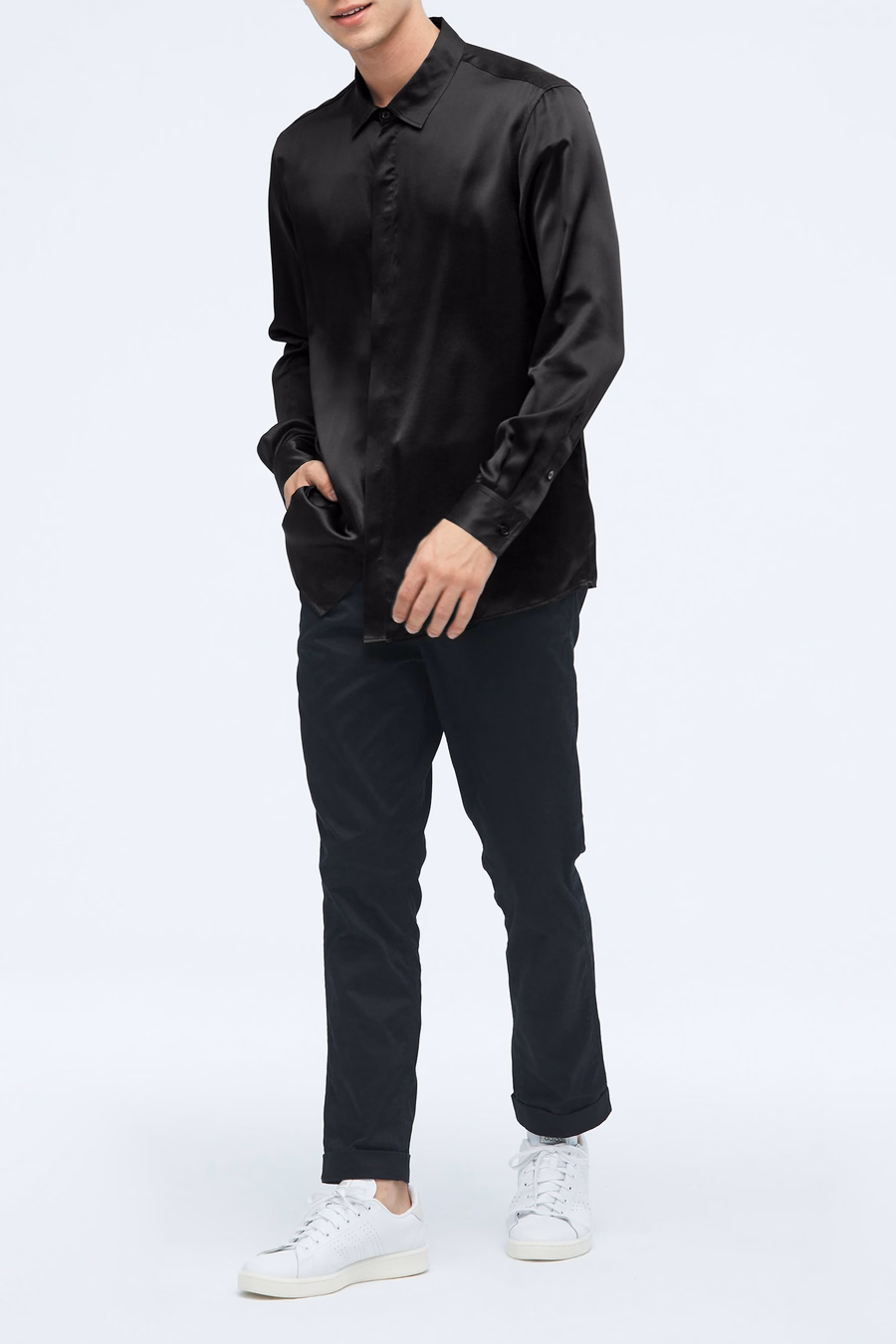 Camicia di Sete a Maniche Lunghe Classica per Uomo